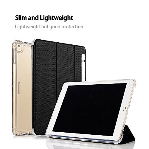 Valkit Ipad 6Th/5Th Generation Case, Ipad 9.7 Inch Case 2018/2017, Ipad Air Case, Ipad Air 2 Case - Smart Folio Stand Protective Translucent Frosted Back Cover With Auto Wake/Sleep, Black #TOP1