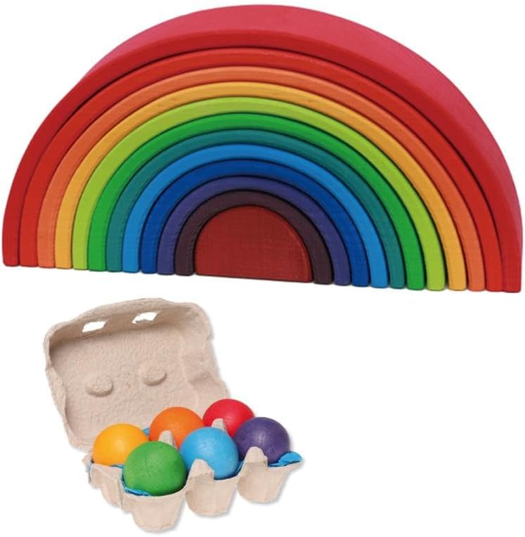 アーチレインボー　木製　半円形積み木セット Amazon | 積み木 木製 知育 アーチレインボー 半円盤 スタッキングトイ