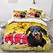 Hund-Motiv Bettwäsche 155x220cm Braune Wurst Bettwäsche-Set Gelbe HerbstbläTter Mikrofaser Betten Set,Hund Haustier Bettbezug Schöne Tiere,Kissenbezug 80 x 80cm, Jugendliche Bettwäsche