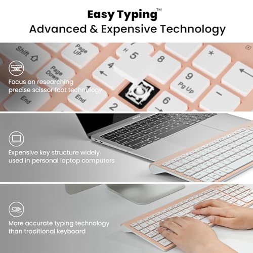 Image of cimetech Wireless Keyboard and Mouse Combo - Pink White | Compact quite scissor-switch keyboard with optical mouse, includes USB-A Nano Receiver, for Computer,Mac,Laptop,PC,Windows