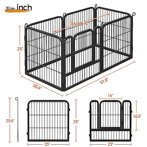Yaheetech Dog Playpen Outdoor, 6 Panel Dog Fence 25" Pet Pen For Large/Medium/Small Dogs Heavy Duty Pet Exercise Pen For Puppy/Cat/Rabbit/Small Animals Portable Playpen For Rv/Camping/Garden/Yard #TOP2