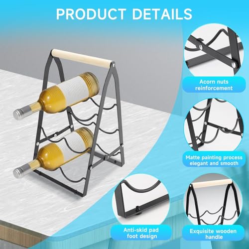 رفوف مشروبات من بيجثري، رف خشبي قابل للطي بـ6 زجاجات، حامل زجاجات من 3 طبقات لبار النبيذ المنزلي وطاولة البار، حشوات الخزانة، المطبخ، تخزين قبو النبيذ بدون تجميع