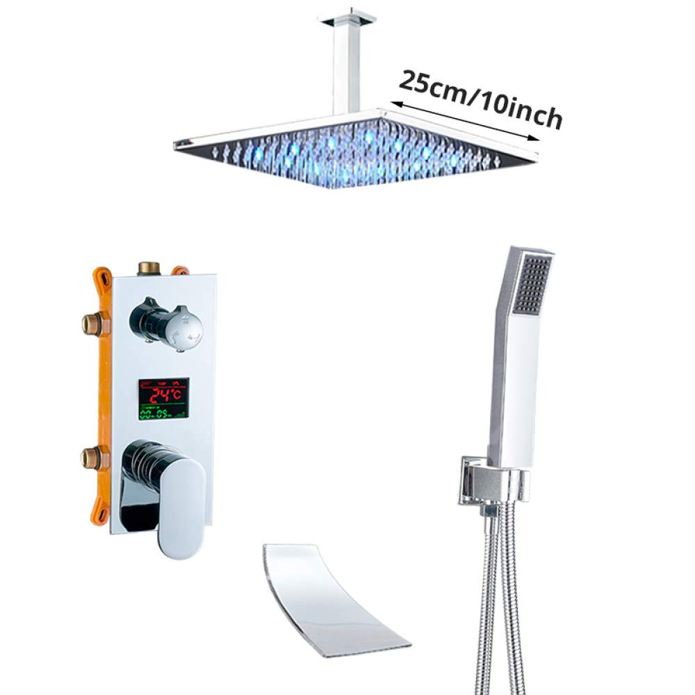 Zestaw baterii prysznicowej z deszczownicą do łazienki system ukrytej baterii prysznicowej w chromie bateria wannowo-natryskowa montaż ścienny zestaw,Zestaw prysznicowy 10 cali