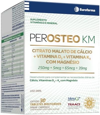 Perosteo KM Saúde Óssea 30 Pastilhas em Goma Citrato Malato de Cá...