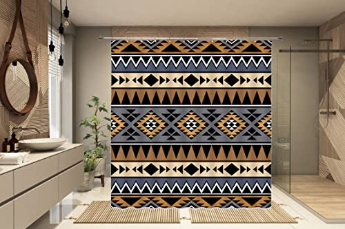 Aztec Shower Curtain Southwestern Native Tribal Navajo American Western Ethnic Abstract Triangular Geometric Boho Vintage Decor Bathroom Curtain Fabric With Hook #TOP6