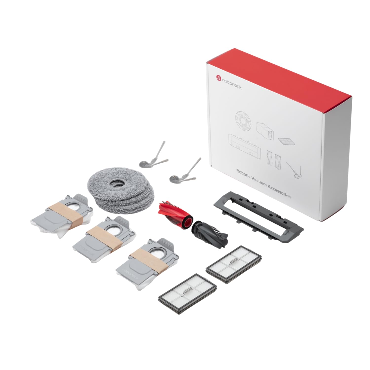 roborock Saros 20 Kit di Accessori Original, Mocio Rotante *4 + Sacchetto per la Polvere *3 + Filtro *2 + Copertura Spazzola Principale *1 + Spazzola Principale *1 + Spazzola Laterale *2