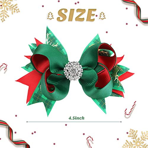 Christmas Hair Bows For Girls, Grinch Bows Christmas Red Green Glitter Santa Claus Hair Clips Hair Accessories For Baby Toddlers Kids Christmas Party (Type B) #TOP2