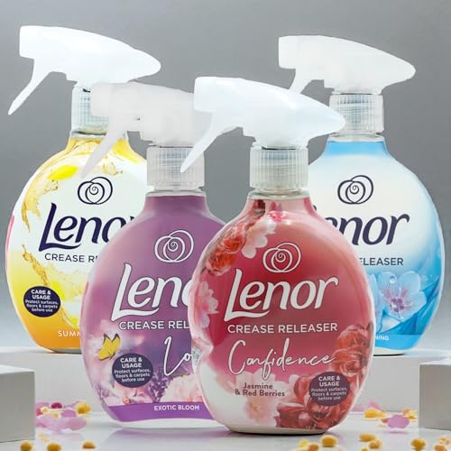 Lenor Crease Releaser Fabric Spray – 4 x 500ml (Summer Breeze, Exotic Bloom, Spring Awakening & Ruby Jasmine)