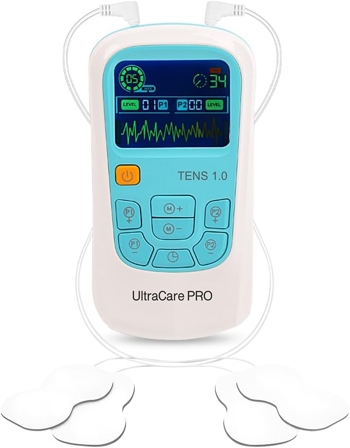 UltraCare PRO TENS 1.0 TENS Machine for Physiotherapy Massager, 25 Modes,50 Intensity Levels, Rechargeable, Dual Channel, TENS Unit, TENS Device, TENS Machine, Muscle/Nerve Stimulator for Pain Relief