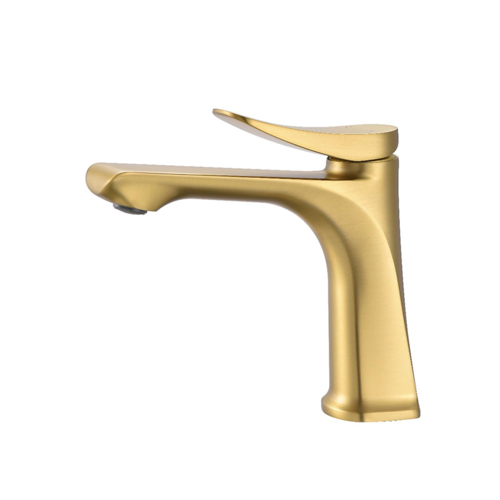 Fanjubei String Gold Bathroom Copper Basin Faucet, Brushed Gold