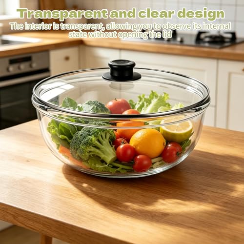 Tazón grande de vidrio 5.3QT con tapa, transparente miniatura 6