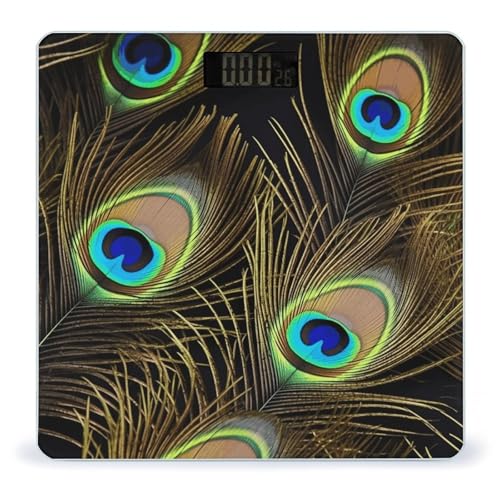 Báscula digital de baño con plumas de pavo real miniatura 1