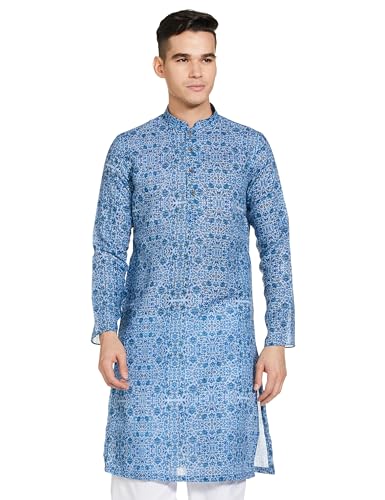 Image of Manthan Blended Viscose Printed Kurta for Men