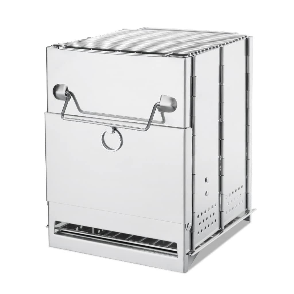 Réchaud à bois camping pliable en acier inoxydable pour barbecue d'extérieur