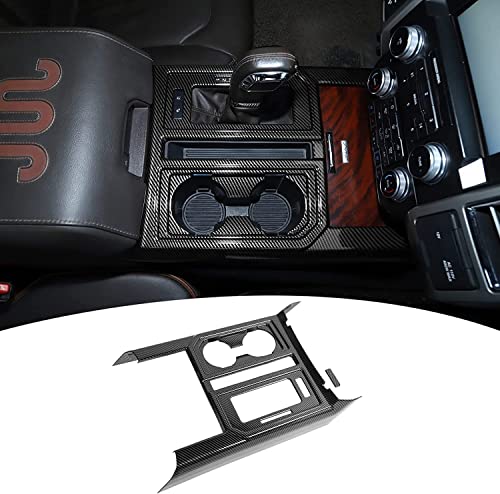 JeCar Center Console Gear Shift Cup Holder Panel Cover Trim Decoration Frame for 2015-2020 Ford F150 (Carbon Fiber Look)