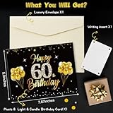 Turypaty 60th Birthday Cards Pop Up 3D Cake - Firework & Music & Blow Out Candle Light Funny Happy 60 Black Gold Birthday Card Gifts for Men, Women, Friends, Boyfriend, Dad, Mom, Husband, Wife - Image 4