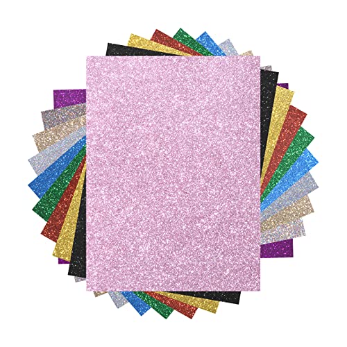 Vinilo de Transferencia de Calor con Purpurina, Láminas de Vinilo Papel de HTV Transferencia 30x25cm con Purpurina DIY para Camisetas Regalos Artesanales Halloween Navidad (10PCS)