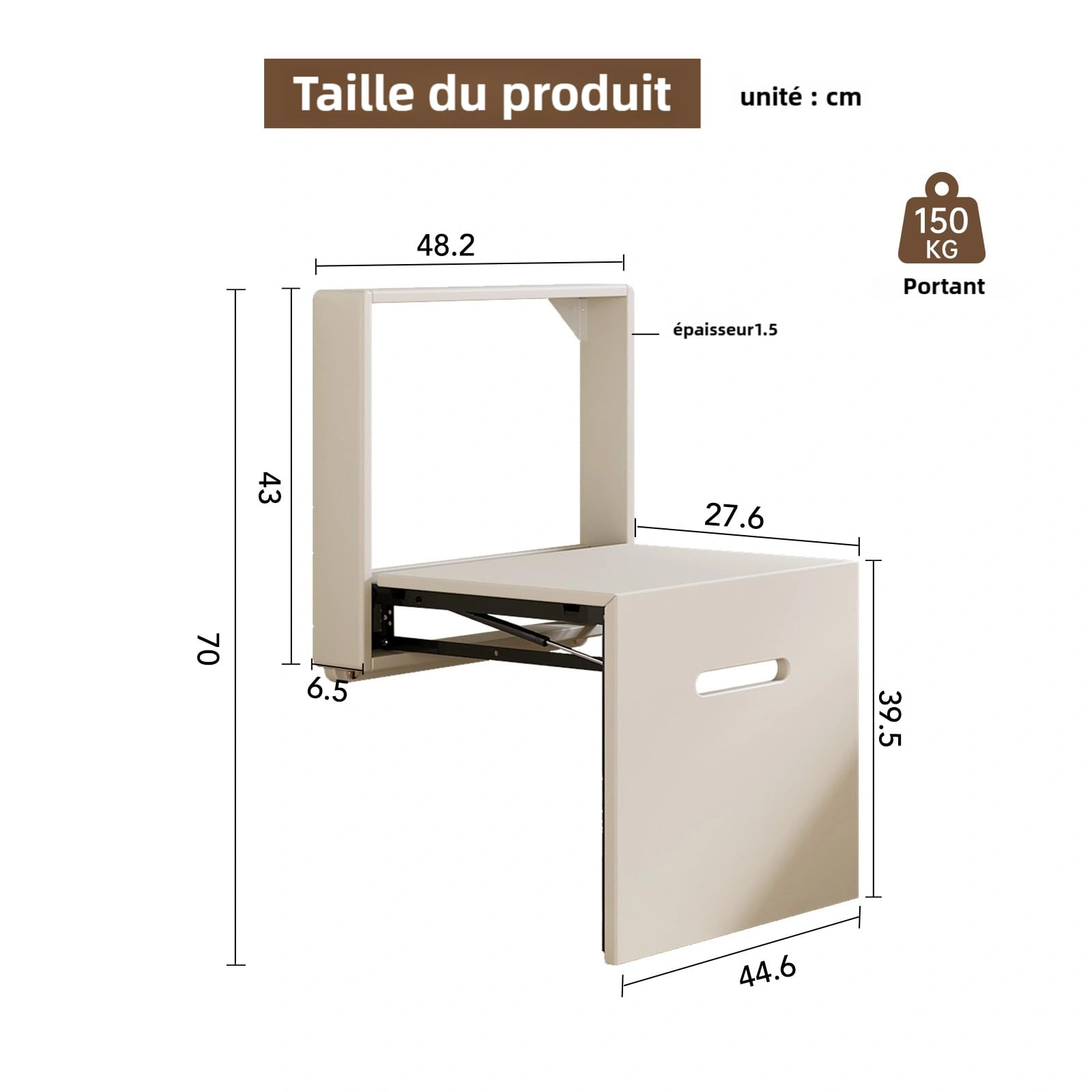 Miuuod Chaise Pliante Murale de 44.6 cm de Large, Tabouret à Langer de Chaussures, Repose-Pieds à Chaussures, Tabouret de Salon, Tabouret Mural caché pour économiser de l'espace, siège d'entrée, thé