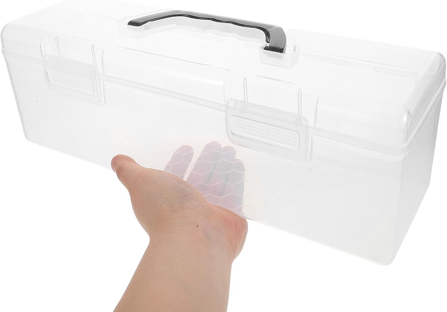 Plastic Art Brush Holder with Handle, Rectangular Storage Box