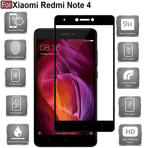 Image of Zitel Tempered Glass Screen Protector for Redmi Note 4 / 4X (Black) Edge to Edge Full Screen Coverage with Easy Installation Kit