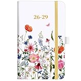 2026-2029 Pocket Calendar - Pocket Planner from Jul. 2026 to Jun. 2029, 3 Year Clendar Monthly Planner 2026-2029, 6.3' x 3.7', 60 Note Pages, Pen Holder, Pockets - Flowers