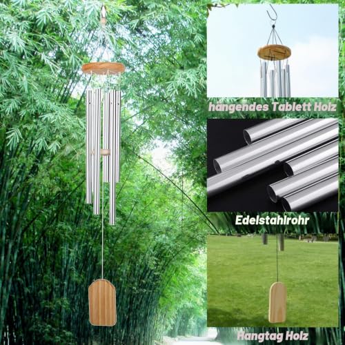 Gartenwindspiel, Metallrohre Windspiele Glocken mit S-förmigem Haken für Garten und Wohnkultur im Freien