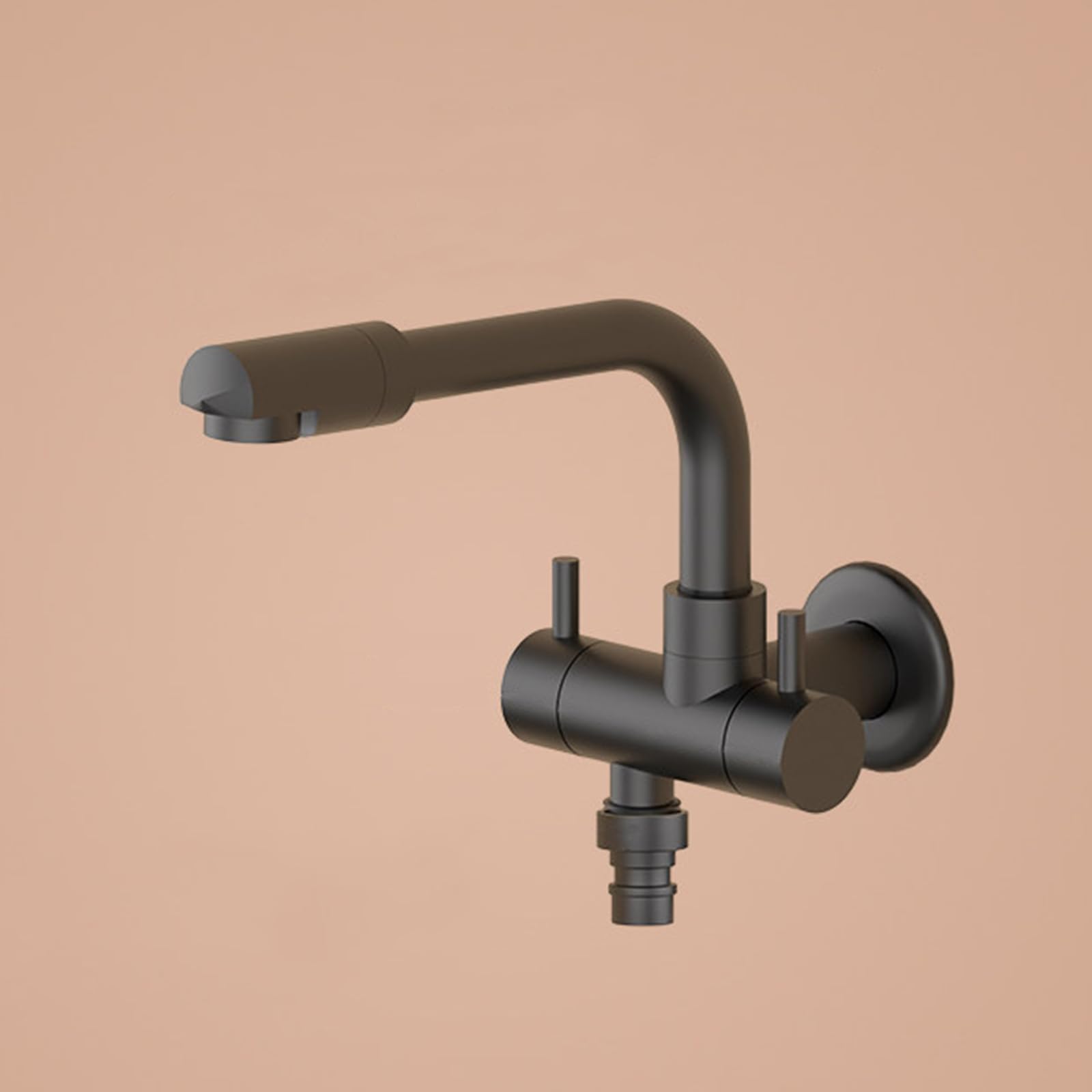 Rubinetto per Lavatrice A Muro Rubinetto Solo Acqua Fredda Rubinetti 1/2 con Doppia Uscita Adatto per Bagno O Balcone,Grigio Canna Di Fucile