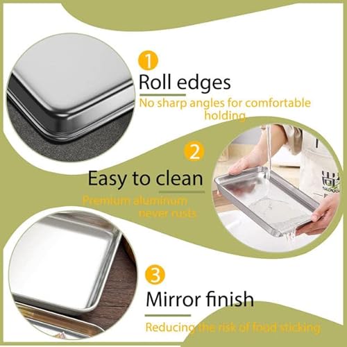 Baking Sheet Cookie Sheet Set Of 2, Umite Chef Stainless Steel Baking Pans Tray Professional 16 X 12 X 1 Inch, Non Toxic & Healthy, Mirror Finish & Rust Free, Easy Clean & Dishwasher Safe #TOP2