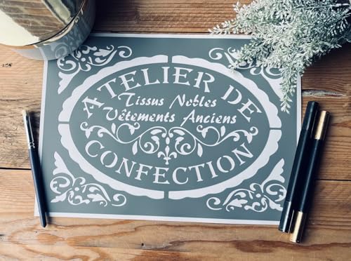 Pochoir Adhésif Décoratif en PVC, Style Vintage, Couture
