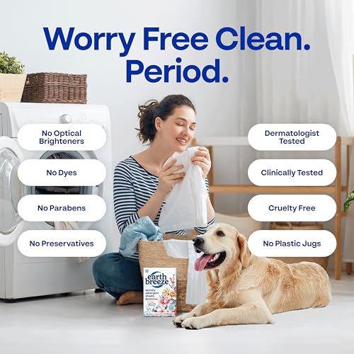 Image of Earth Breeze Laundry Detergent Sheets Fresh Spring Blossoms - 60 Loads - Eco Laundry Sheets - Travel Laundry Soap Sheets for Hot & Cold Cycles - Tackles Tough Stains & Odors - Gentle on Skin, 30 Ct