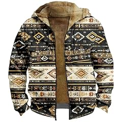 Men's Aztec Print Fleece Hooded Jacket 08