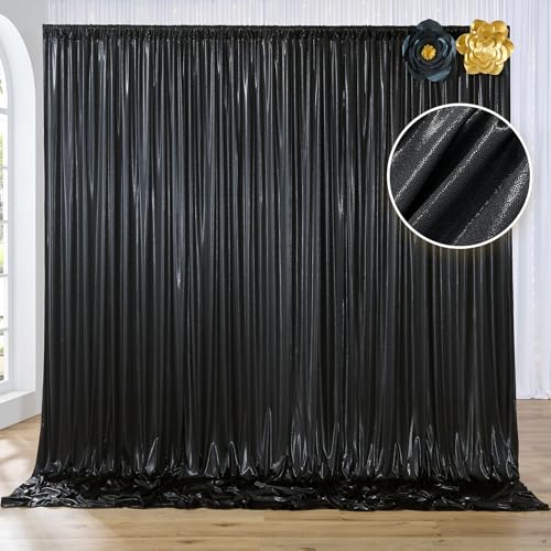 10x10 ft Black Sequin Backdrop Curtain Panels for Parties, Wrinkle Free Glitter Photo Backdrop Drapes 2 Panels 5x10FT Back Drop Cloth Shiny Fabric for Wedding Birthday Christmas Photography Background
