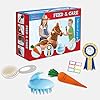 PonyCycle Horse Pony Toys Feed & Care Grooming Kit, 5 Piece Assortment. Groming Brush, Pet Brush, Carrot, Sticker, Name Tag for Boys and Girls, for Model U and Model K