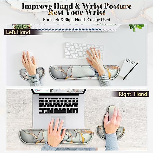 Image of Gimars Upgrade Enlarge Gel Memory Foam Set Keyboard Wrist Rest Pad, Mouse Wrist Cushion Support for Office,Could Golden Computer, Laptop, Mac,Cloud Golden