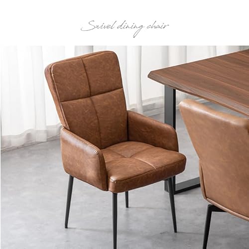 タンスのゲン ダイニングチェア 回転 肘付き レザー 4脚セット スチール脚 レザー調 ヴィンテージモダン 回転チェア 食卓 椅子 99907301(116271) [5]