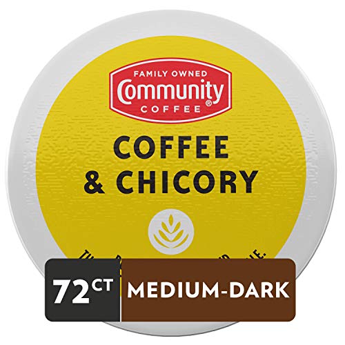 Image of Community Coffee Coffee & Chicory 72 Count Coffee Pods, Medium-Dark Roast, Compatible with Keurig 2.0 K Cup Brewers, 72 Count (Pack of 1)