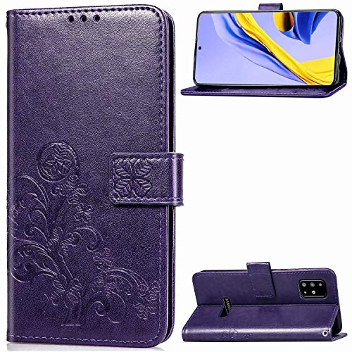 Halnziye Case for Samsung Galaxy A51 - Soft TPU Flip Leather Wallet Phone Case Cover for Samsung Galaxy A51 with [Card Slots] [Magnetic Closure] [Kickstand] - Purple