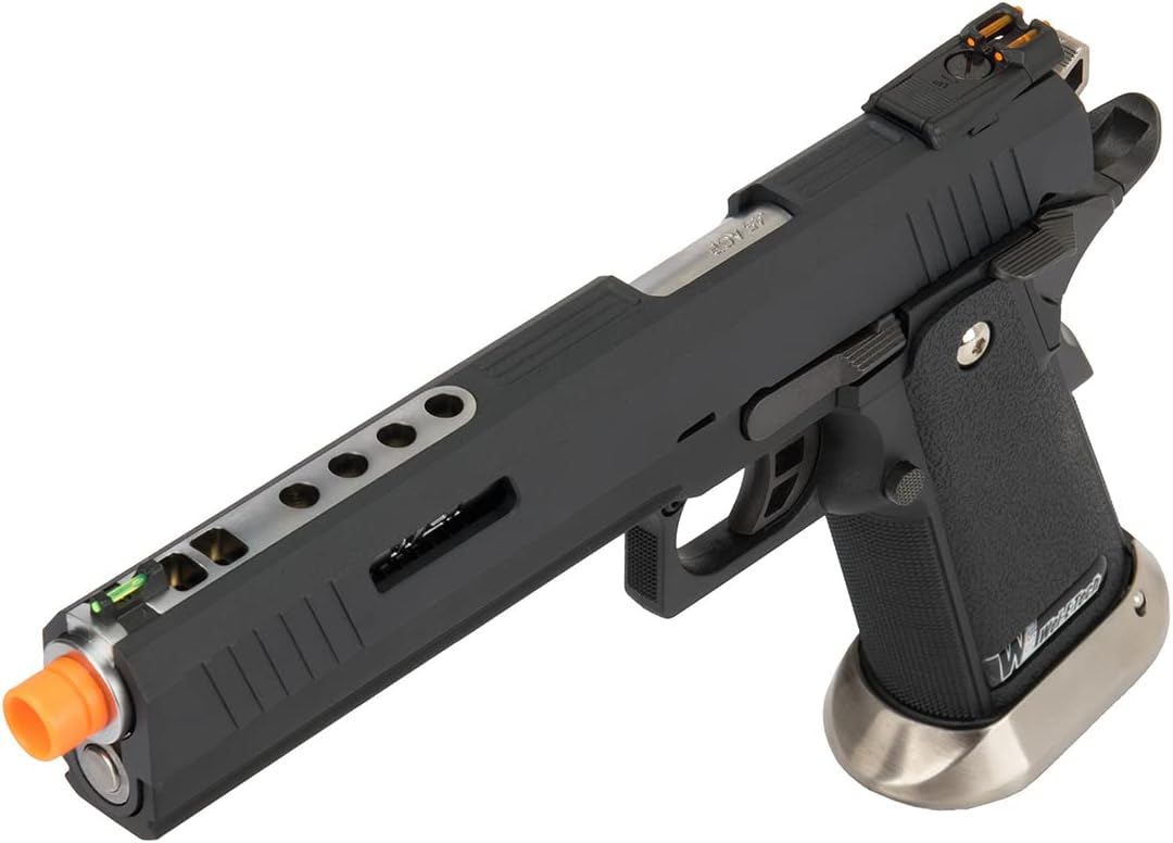 1911 Hi-Capa T-Rex Competition Gas Blowback Airsoft Pistol w/Sight Mount - Black/Silver- WE-Tech