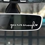 6 PCS You are Enough Mirror Decal- Motivational Rearview Mirror Stickers for Women, Self Love Affirmation Gifts(White)