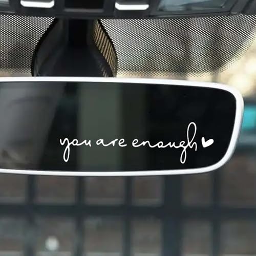 6 PCS You are Enough Mirror Decal- Motivational Rearview Mirror Stickers for Women, Self Love Affirmation Gifts(White)