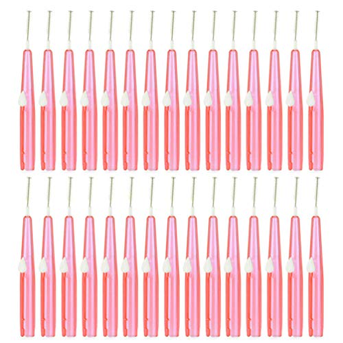 EXCEART 60PCS Interdental Brush Toothpick Tooth Flossing Head Oral Dental Brush Tooth Cleaning Tool For Adult Kids (Pink)