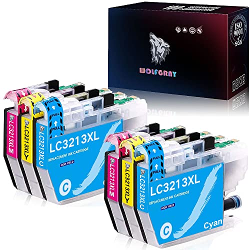 Wolfgray LC3213 LC-3213 Patronen Kompatibel für Brother LC3211 LC3213 Druckerpatronen für Brother MFC-J497DW MFC-J890DW MFC-J491DW DCP-J572DW MFC-J895DW DCP-J772DW DCP-J774DW(2C, 2M, 2Y) Cover
