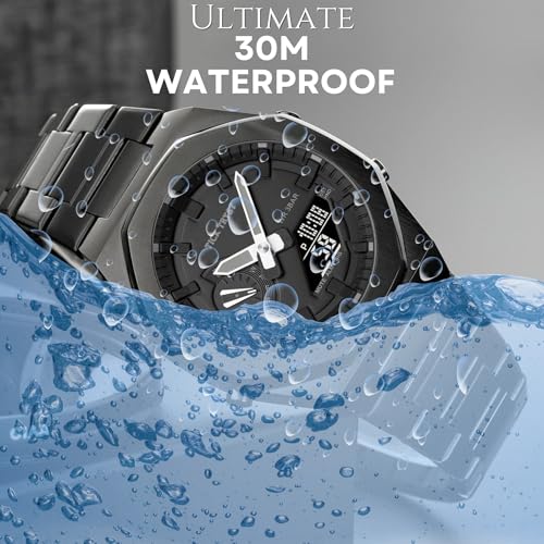 Image of Dual-Display Analog-Digital Watch, Zink Alloy Case Men's Watch,Stainless Steel Band, Luminous 30M Water-Resistant Fashion Sports Watches for Men - TT-D1