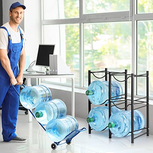 Image of LIANTRAL 5 Gallon Water Bottle Holder, 3 Tiers Black Double Row Heavy Duty Water Cooler Jug Rack, Water Rack with 6 Slots for Home Kitchen