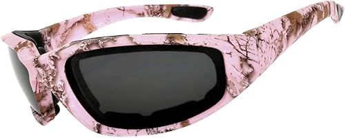 OWL Gafas de motocicleta para mujer, con espuma acolchada, marco rosa, gafas de ciclismo UV400 de policarbonato para mujer