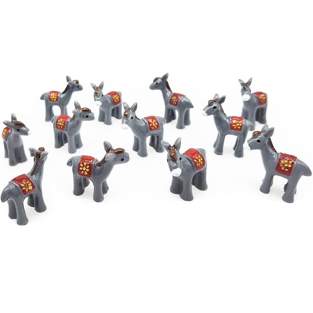 MAOMIA 20pcs Miniature Donkey Figurines Easter Cake Toppers, Mini Donkey DIY Craft Plant Pot Fairy Garden Landscape Decor Ornament