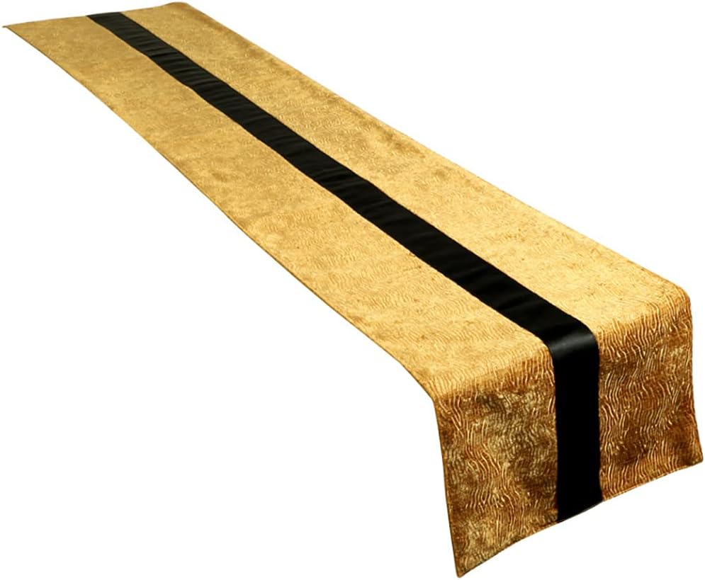 Luxury Golden texture Satin table runner, 30x220cm, for Party Holiday Birthday Wedding Baby Shower Decoration, also suitable for dinning.(Size:40X230cm)
