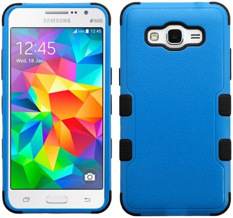 Galaxy Grand Prime Case, Rock Me Wireless (TM) 2 items Bundle - 24K Gold Sticker and Triple Layers Hybrid Protector Case for Samsung Galaxy Grand Prime. (Natural Blue / Black)