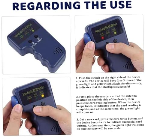 RFID Reader Writer Set 125KHz Proximity ID Duplicator Handheld RFID Writer with 5 Writable Key Fobs, Not Include Battery, Reader Duplicator - 2