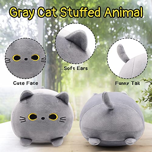 Desdfcer Kuscheltier Katze 18CM Graue Katze Plüschtiere, Kuschelige weiche Kissen für Kinder, Jungen und Mädchen, Wohnkultur
